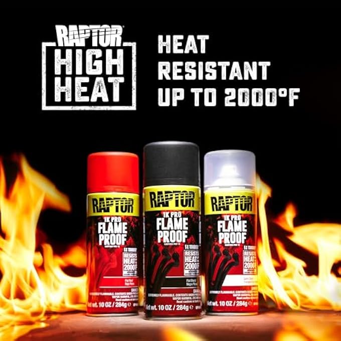 Raptor FLAMEPROOF AUTOMOTIVE BODY PAINT, PROFESSIONAL GRADE, EXTRA TOUGH PROTECTIVE SPRAY PAINT FOR HIGH HEAT, FLAT RED, 10 OZ - Image 2